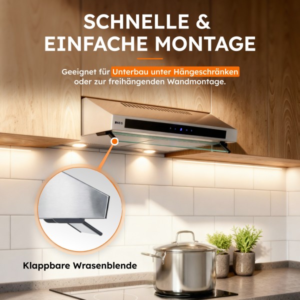 Dunstabzugshaube NEG15-DCSTS+ - 395 m³/h - Modell 2026 -Silber