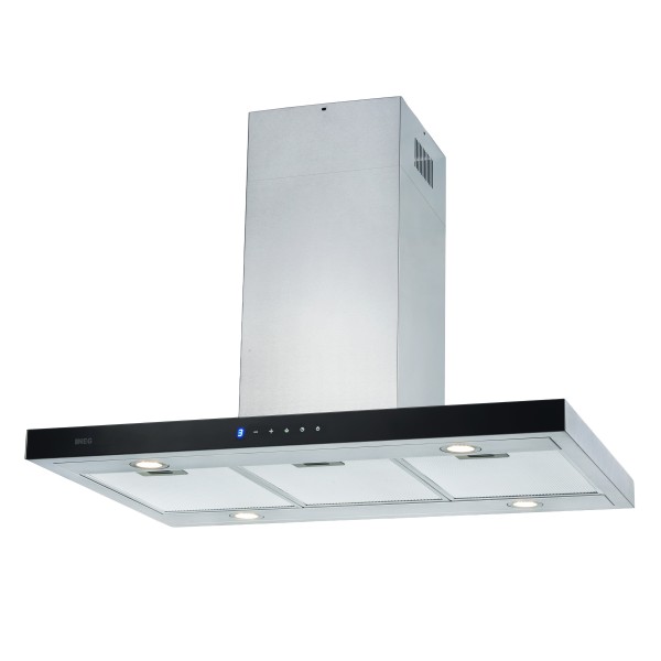 NEG Insel-Dunstabzugshaube NEG36-AT2 für Abluft und Umluft, 90cm, 860 m³/h, Edelstahl, 2 Boost-Stufe