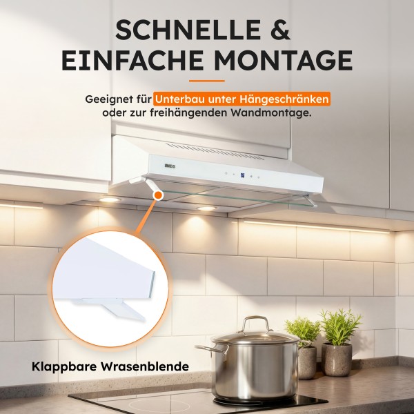 Dunstabzugshaube NEG15-DCSTS+ - 395 m³/h - Modell 2026 - Weiß