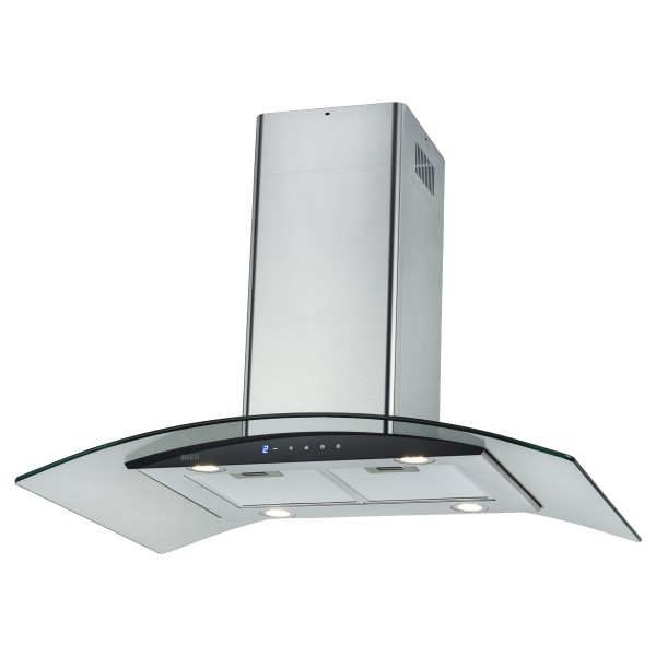 NEG Dunstabzugshaube NEG38-AT2 (Abluft/Umluft) 90cm Edelstahl-Insel-Haube mit Glasschirm, LED-Beleuc