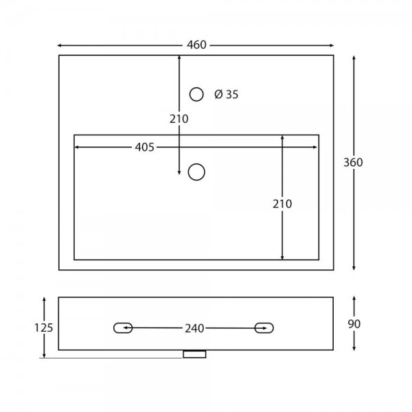 NEG Hänge-Waschbecken Uno66H (eckig)