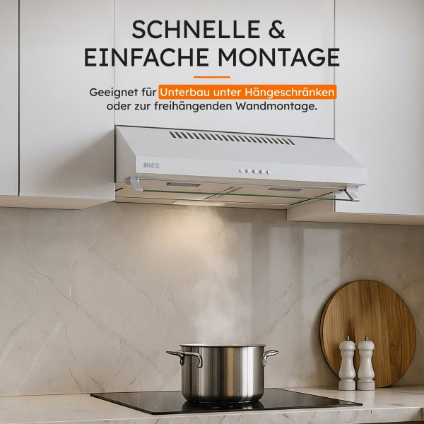 Dunstabzugshaube NEG15-DCW - 227 m³/h - Modell 2026 - Weiß