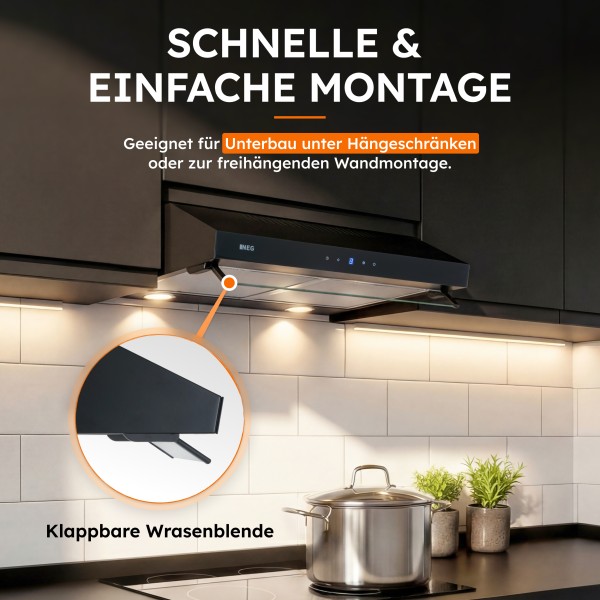Dunstabzugshaube NEG15-DCSTS+ - 395 m³/h - Modell 2026 - Schwarz